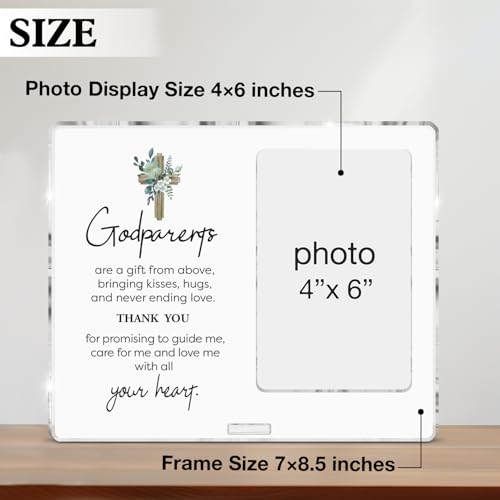 Godparents Gifts Picture Frame, Godparent Gift From Godchild, Christian Godfathers Godmothers Gifts Godparents Thank You Acrylic Photo Frames, Photo 4 x 6 Inches - color: Godparents- A