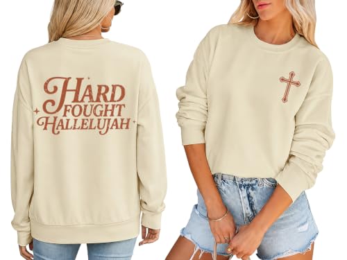 Christian Sweatshirts for Women Faith Bible Verse Religious Shirts - color: Apricot1, size: Medium