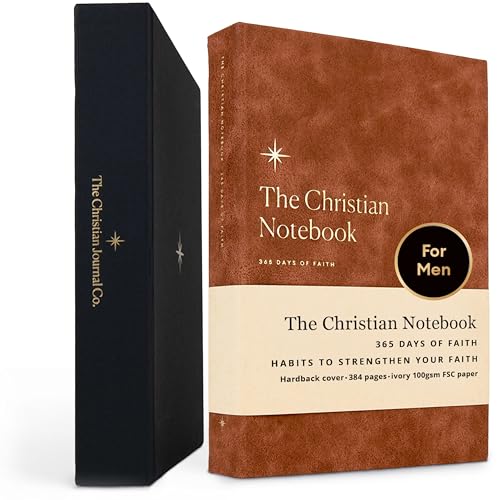 365 Days Of Faith Notebook, Prayer & Bible Study Notebook For Men, Christian Journal In Gift Box (Brown Hardback) - color: Brown Hardback