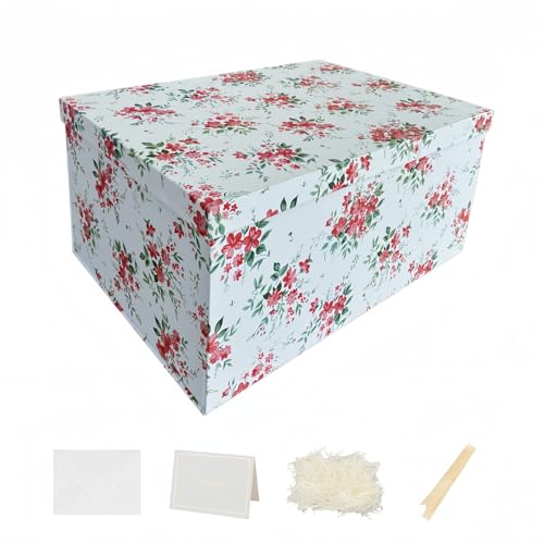 3 Pack 14.5x11x7 inch Extra Large Bridesmaid Boxes Keepsake Boxes with Lids Large Decorative Boxes Keepsake Box for Wedding Floral Gift Box with Lids for Presents，Crinkle Paper，Ribbon，Card & Envelop - color: 14.5x11x7Inch-Red-Pack of 3