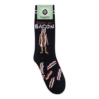 FUNATIC Socks with Funny and Profane Sayings, Sarcastic Gift for Men Women - color: Body By Bacon