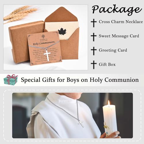 Cross Necklace for Boys Kids Christian Catholic Religious Gifts - color: Communion -Boys