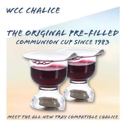Chalice Prefilled Communion Cups 100 Count | Concord Grape Juice & Bread | Elegant Church-Ready Design | Tray & Seatback Pew Compatible - size: 100 Count (Pack of 1)