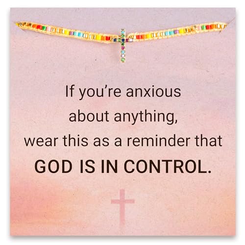STORYJEWELLERY Christian Gifts for Women, Religious Confirmation and Baptism Gifts, Cross Bracelet for Women, Easter Gift, Encouragement Presents, Christian Jewelry - color: God is in control
