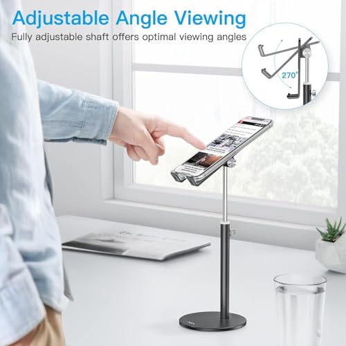 OMOTON CA04 Aluminum Tablet Phone Stand, Adjustable Desk Stand Black - color: Black