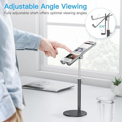 OMOTON CA04 Aluminum Tablet Phone Stand, Adjustable Desk Stand Black - color: Black