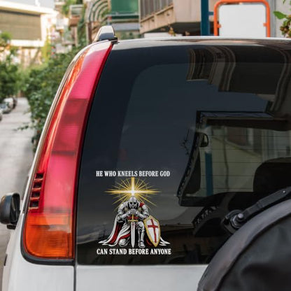 2PCS Knight Faith UV DTF Sticker, Religious Quote Car Window Decal 10in - color: He Who Kneels 1