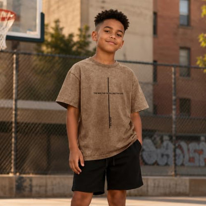 Boys Christian Shirts for Kids Jesus God Bible Verse Religious Faith T Shirt Youth Acid Wash Cross Graphic Tees Tops - color: Coffee, size: 7-8 Years