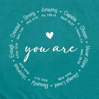 Christian Shirts for Women Jesus Faith Shirt You are Inspiration Tee - color: Cyan, size: XX-Large