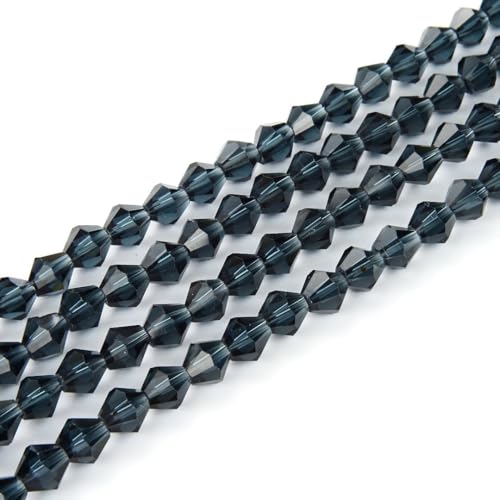 250pcs Czech 6mm (0.24 Inch) Faceted Bicone Crystal Glass Loose Beads Spacer Bulk Dark Sapphire Blue for DIY Craft Jewelry Making CCB620 - color: Dark Sapphire Blue, size: 6mm - 250pcs