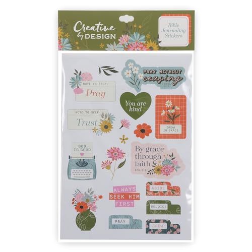 Christian Art Gifts Multicolor Inspirational Scripture Bible Journaling Sticker Sheet Set for Women & Girls: Colorful Pink, Blue & Green Floral Designs, 3 Die-Cut Sheets
