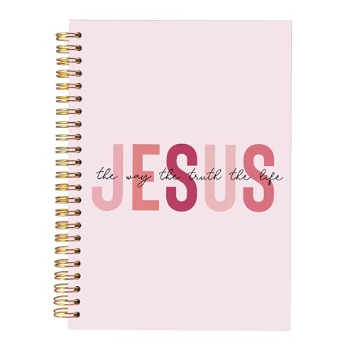 KAOWT Boho Christian Notebook Journal, Bible Notebooks for Note Taking, Christian Gifts for Women, Prayer Scripture Journal, Jesus the Way the Truth the Life Hardcover Spiral Notebook 5.5x8.3in Pink - color: notbook bible-jesus pink