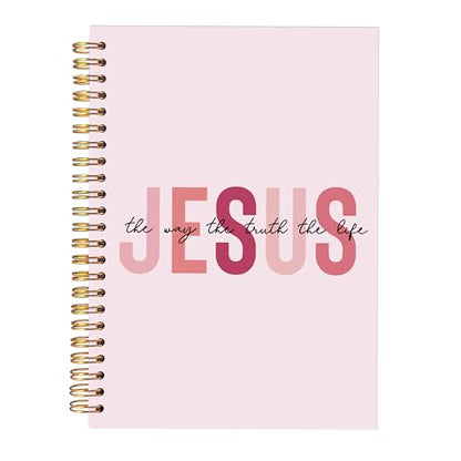 KAOWT Boho Christian Notebook Journal, Bible Notebooks for Note Taking, Christian Gifts for Women, Prayer Scripture Journal, Jesus the Way the Truth the Life Hardcover Spiral Notebook 5.5x8.3in Pink - color: notbook bible-jesus pink