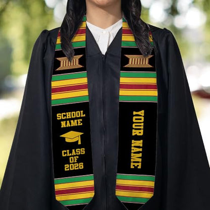 MDPrints Global Kente Graduation Sash 2026, Black Girl Magic Graduation Sash 2026, Class of 2026 Graduation Gift - color: Kente Pp01