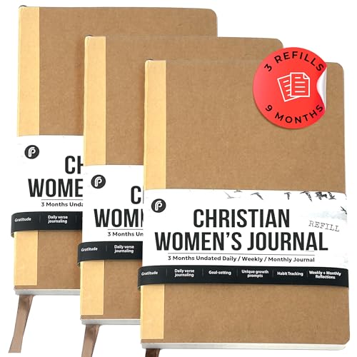 Prazoli Christian Bible Prayer Journal For WOMEN 9-Month Refill - Study Scripture Notebook & Planner Daily Devotional Undated | Religious Jesus Faith Gifts for Graduation, Pastor Baptism & Church - color: Women's Refill - 9 Months