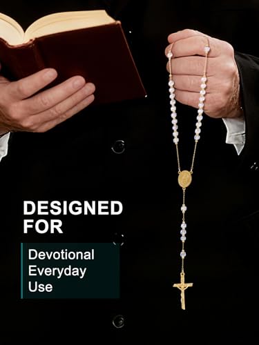 Supcare Rosary for Men Women Catholic Necklace Rosary Beads Customized - color: F01-Virgin Mary White