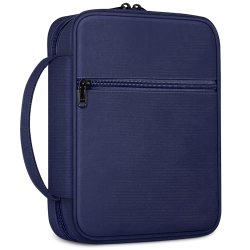 FINPAC Bible Cover, Carrying Book Case Bible Bag with Handle - color: Navy