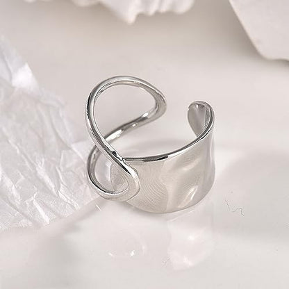 Handmade Rings 925 Sterling Silver Band Ring Adjustable Open Knuckle Rings Thumb Ring Statement Rings for Women Minimalist Jewelry - color: Pattern 1