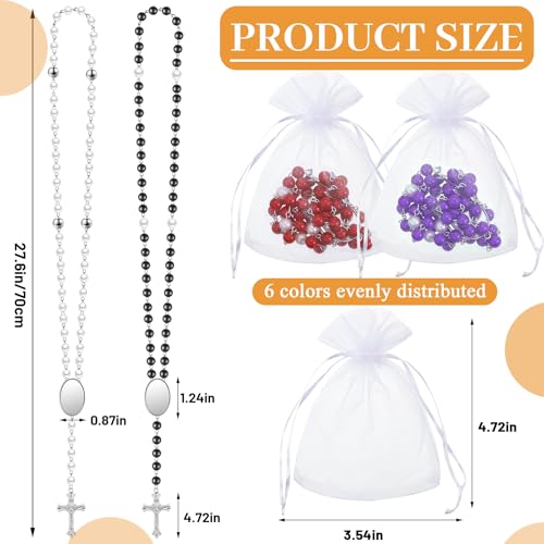 Taiyin 12 Set Sublimation Blanks Rosary Beads Necklace, Mixed Colors - color: Mixed Colors