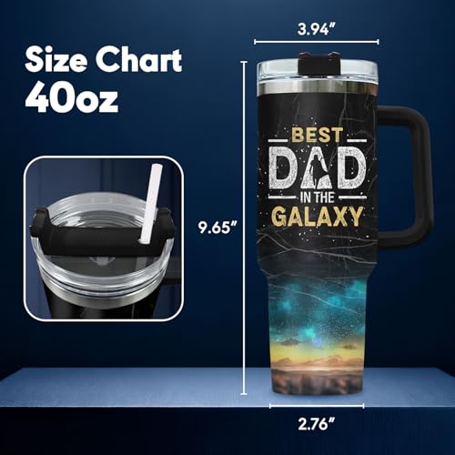 34HD Dadalorian Daddy Dad Funny 40 oz Tumbler with Handle, Gift for Papa - color: Dadalorian with Lid