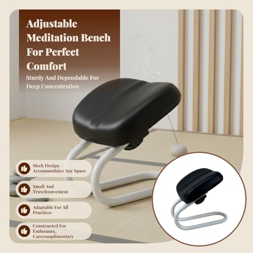 Menolana Kneeling Meditation Stool, Prayer Bench Adjustable Height, Portable Meditation Bench, for Studio Yoga Praying Prayer, Black - color: Black