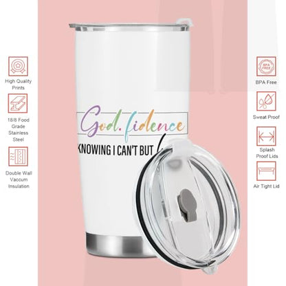 Inspirational Gifts for Women Men Mom Tumbler, Positive Bible Verse Christian Gifts Christmas Birthday Boss Day, Faith Religious Coffee Mug Stainless Steel Vacuum Insulated Double Wall Travel Cup - color: God Fidence 1226