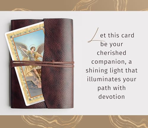 St Michael the Archangel Prayer Card - Laminated Saint Michael Prayer Card with Gold Stamping, Religious Pocket Token, The Lord’s Prayer - Made in Italy Catholic Cards and Tokens Set - 7 Items