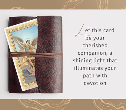 St Michael the Archangel Prayer Card - Laminated Saint Michael Prayer Card with Gold Stamping, Religious Pocket Token, The Lord’s Prayer - Made in Italy Catholic Cards and Tokens Set - 7 Items