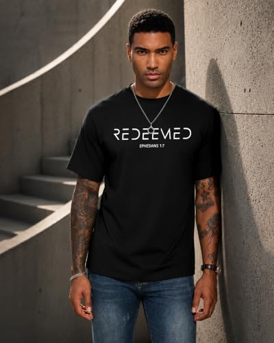 Aiyino Men's Redeemed Christian T-Shirt Graphic Tee 100% Cotton - color: Black, size: Small