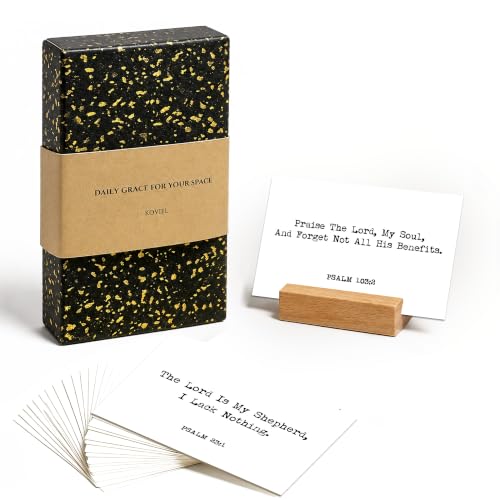 60 Bible Verse Cards with Wooden Stand - Vintage Typewriter Style Scripture & Encouragement Cards - Christian Affirmation Prayer Cards in Gift Box - Inspirational Devotional Gift for Men & Women (2.15x3.35in) - color: RETRO PRINTER