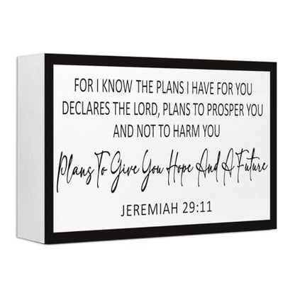 Jeremiah 29:11Wood Sign,For I Know the Plans I Have for You Bible Verses Wood Box Signs,Christian Scripture Plaques for Home Decor - style: Jeremiah 29:11