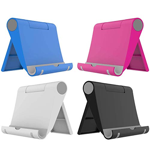VOVIGGOL 4 Pack Cell Phone Stand for Desk, Foldable Cell Phone Holder Mobile Stand Phone Dock, Adjustable Tablet Stand Holder Compatible with iPhone 16 15 14 13 12 11 Pro iPad Samsung(4 Color) - color: 4 Different Color