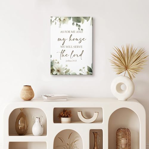 HIWX Christian Wall Decor, as for Me and My House Bible Verses Sage Green Botanical Framed Canvas Painting Wall Art Decor, Religious Wall Art Home Decoration for Bedroom Living Room Kitchen, 11x14 - color: Christ, size: 14"L x 11"W