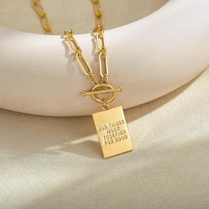 Robaice 14K Gold Plated Toggle Cross Necklace for Women - color: B Gold: ALL THINGS WORK TOGETHER FOR GOOD