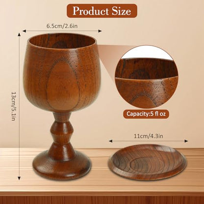 Chalice Cup Wooden, Communion Goblet with Tray & Gift Bag, Communion Chalice Wooden Goblet, Handmade Vintage Wine Cup (5.1 inches)
