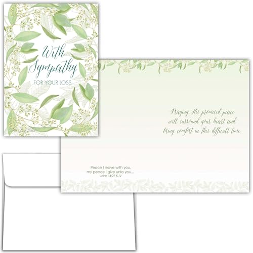 KJV Peaceful Greenery Sympathy Card, 1 Count - color: Sky and Clouds