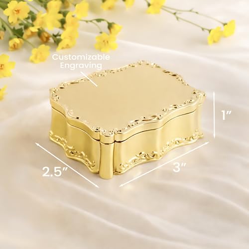 Cherished Moments Personalized First Communion Rectangle Jewelry Box - color: Gold Communion