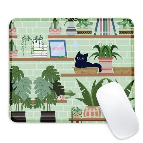 Black cat Square Mouse Pad with Non-Slip Rubber Base,Home Office Decoration Desktop Accessory, Laptop Mouse Pad for Office Laptops,9.4x7.8x0.12in 6 - color: Black cat 6