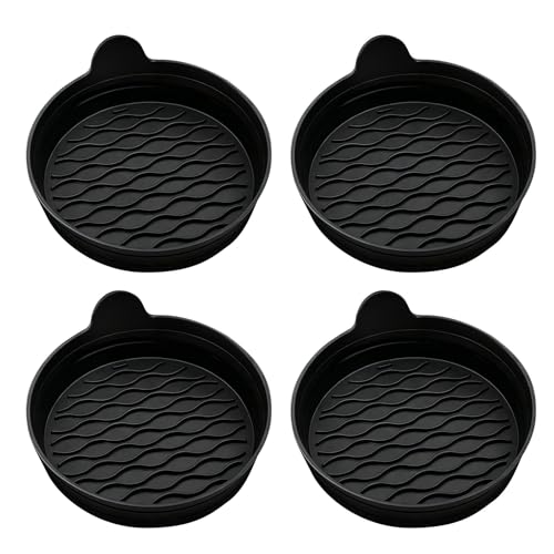Black Silicone Car Cup Holder Coasters, Set of 4, Car Cup Holder Inserts, Interior Trim Accessories for Sedan, SUV and Pickup Truck