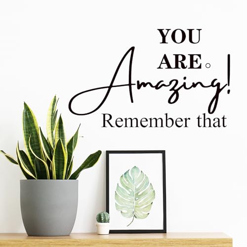 You are Amazing Inspirational Wall Decals Peel and Stick Removable Bedroom Decor for Women Motivational Wall Stickers & Murals Quotes for Girls Living Room Bathroom Office Dorm Kitchen Mirror - color: 02 Black You Are Amazing