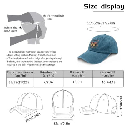 for Mom Grandma Auntie, Guardian Butterfly Embroidered Baseball Cap for Women, Meaningful Hat - color: Cyan Be Kind
