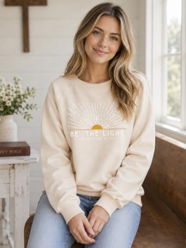 Christian Sweatshirt for Women Be The Light Pullover - color: Apricot -1, size: Large