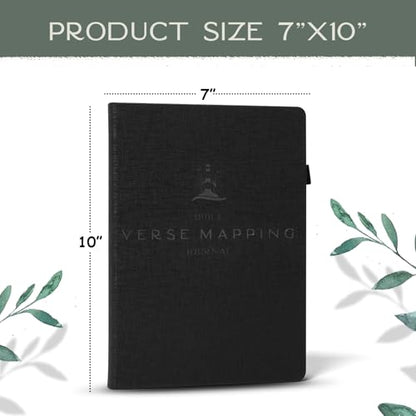 Graceful By Design Bible Verse Mapping Journal - Vegan Leather - Premium Bible Study Journaling Kit (Midnight Black) - color: Midnight Black