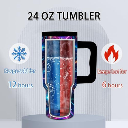24oz Game Tumbler with Handle & Straw, Gift For Gamer, Insulated - color: Game1