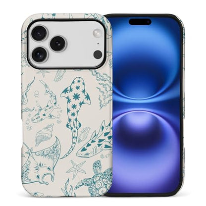Case for iPhone 17 Pro/18 Pro,Drop Protection Hybrid 2-Layer Hard Phone Cover-Ocean Animal Whale Shark-Blue - color: Ocean Animal Whale Shark-Blue, size: iPhone 17 Pro/18 Pro