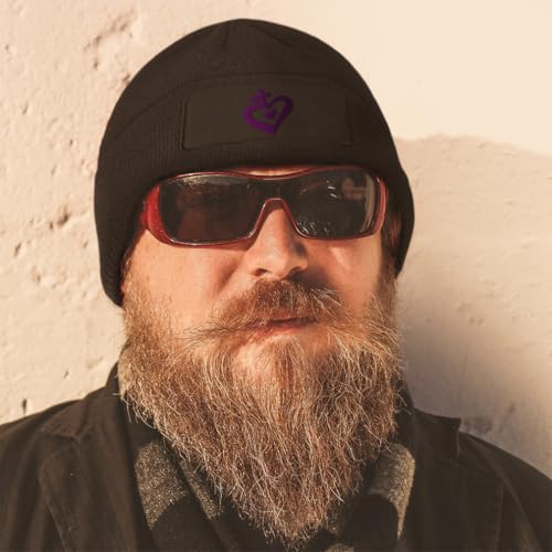 Patch Beanie Purple Heart Christian Cross God Christ Skull Cap Hats for Men & Women Winter One Size - color: Black Design Only