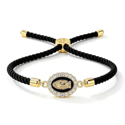 Catholic Bracelets St. Benedict Bracelet Red Rope Double Hole Pendant Couple Woven Bracelets Adjustable Black Bracelet - color: YY75-3 Black