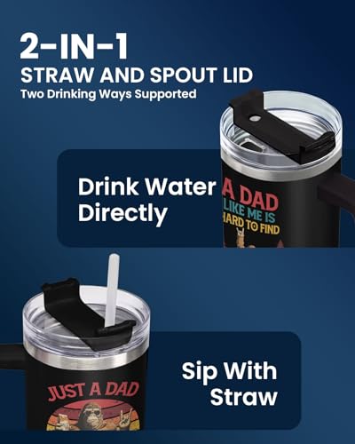 34HD Bigfoot Sasquatch Dads 40 oz Tumbler with Handle, Funny Dad Gift - color: Funny Bigfoot Dad