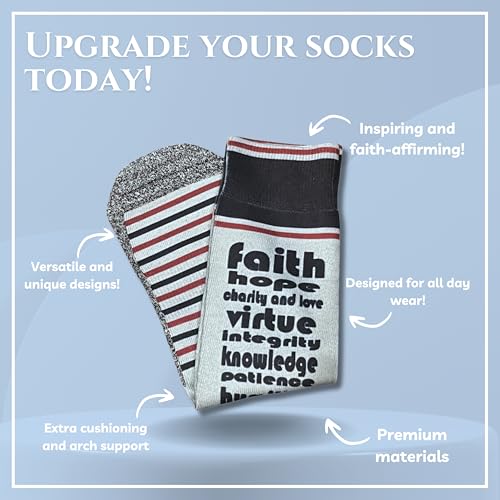 Bible Verse Socks for Men, Christian Scripture Crew Socks, Faith Gift - color: Just Tryna Be Like Jesus