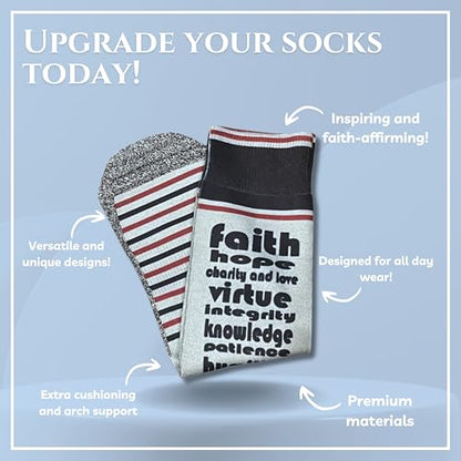 Bible Verse Socks for Men, Christian Scripture Crew Socks, Faith Gift - color: Just Tryna Be Like Jesus